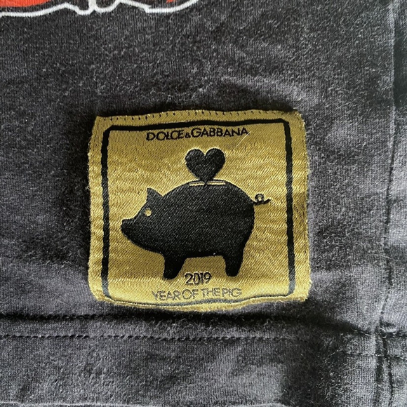 DOLCE & GABBANA T-shirt Black 2019 Year Of The Pig Crew Neck IT46/US36/S $520usd - Picture 4 of 5